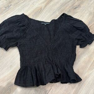 COTTON CANDY LA BLACK SMOCKED PUFF SLEEVE TOP